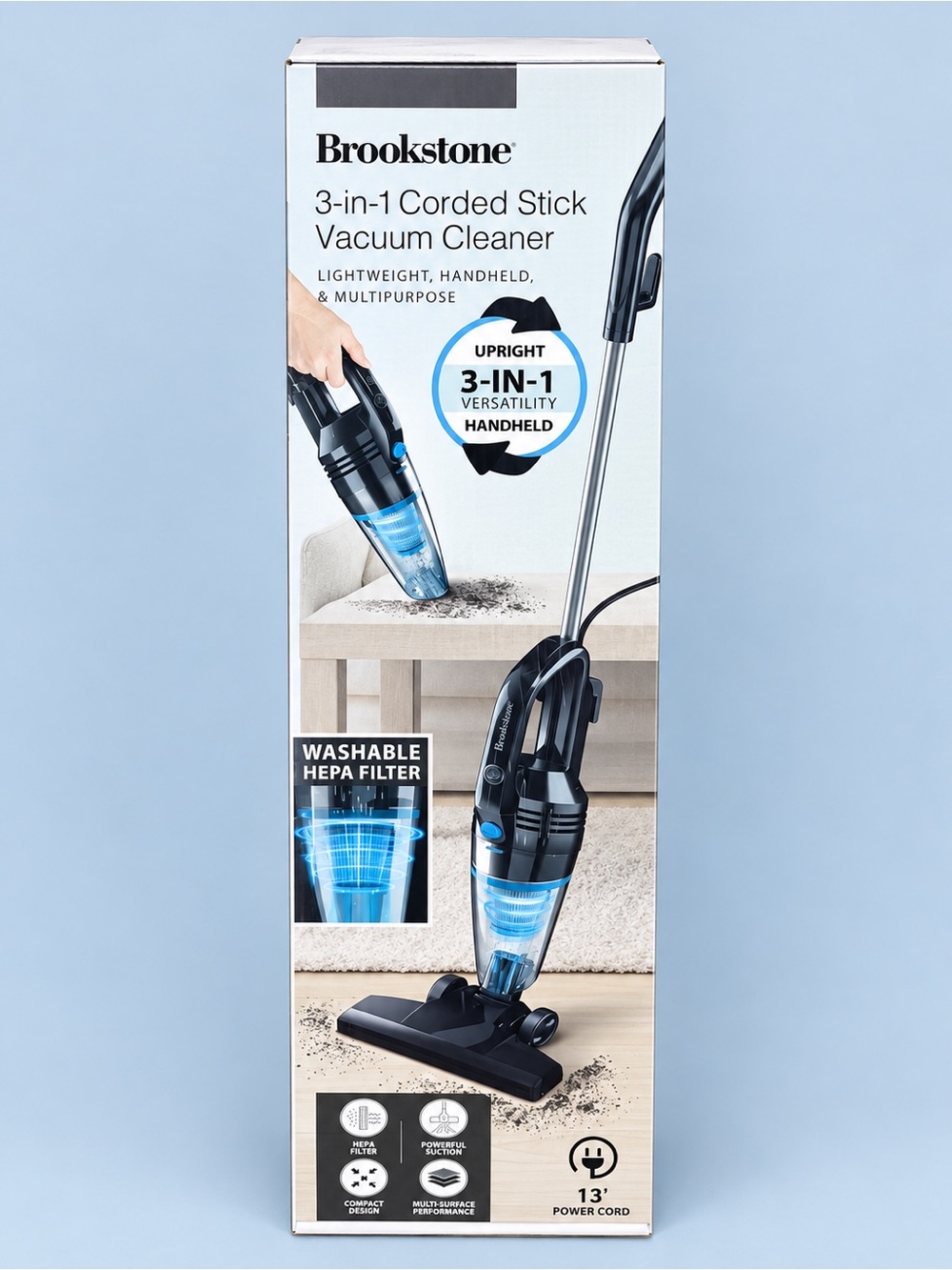 Brookstone 3-in-1 Corded Stick Vacuum Cleaner New In Box